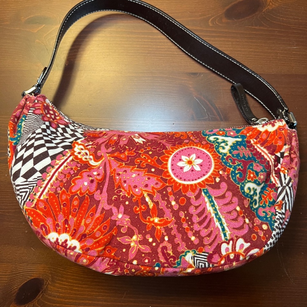 Kate Spade Paisley Floral Check Flannel Handbag with Suede Lining